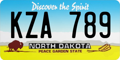 ND license plate KZA789