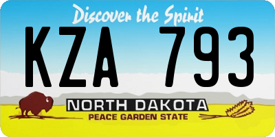 ND license plate KZA793