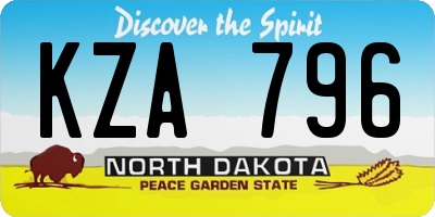 ND license plate KZA796