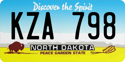 ND license plate KZA798