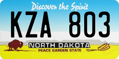 ND license plate KZA803