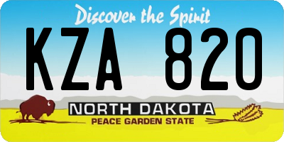 ND license plate KZA820