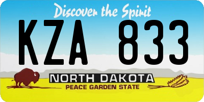 ND license plate KZA833