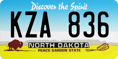 ND license plate KZA836