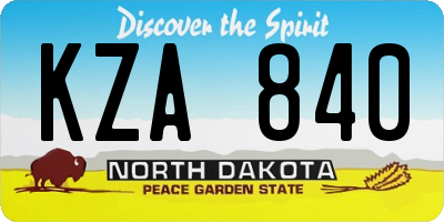 ND license plate KZA840