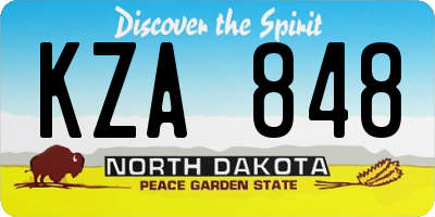 ND license plate KZA848