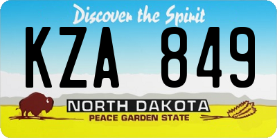 ND license plate KZA849