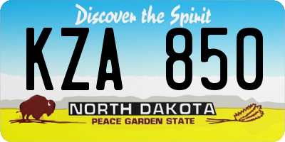 ND license plate KZA850