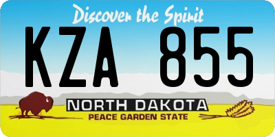 ND license plate KZA855