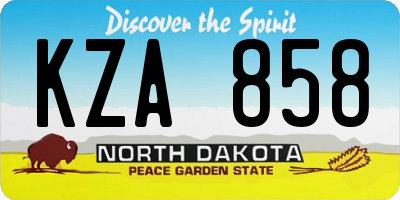 ND license plate KZA858