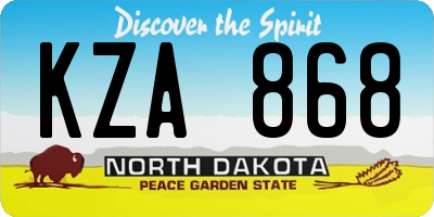 ND license plate KZA868