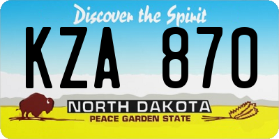 ND license plate KZA870