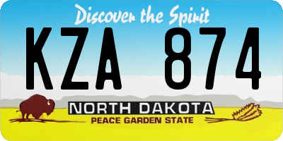 ND license plate KZA874