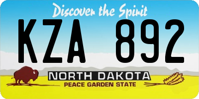 ND license plate KZA892