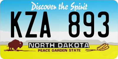 ND license plate KZA893