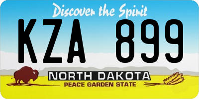 ND license plate KZA899