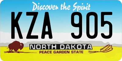 ND license plate KZA905