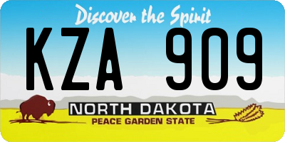 ND license plate KZA909
