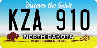 ND license plate KZA910