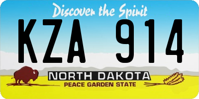 ND license plate KZA914