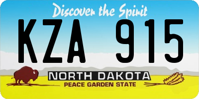 ND license plate KZA915