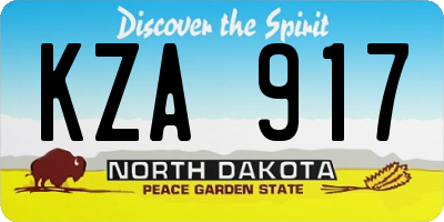 ND license plate KZA917