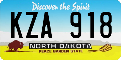 ND license plate KZA918