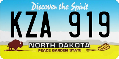 ND license plate KZA919