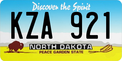 ND license plate KZA921