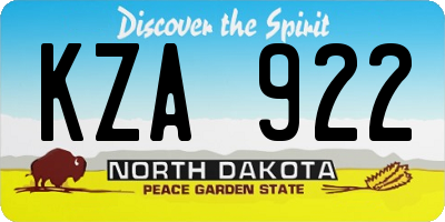 ND license plate KZA922