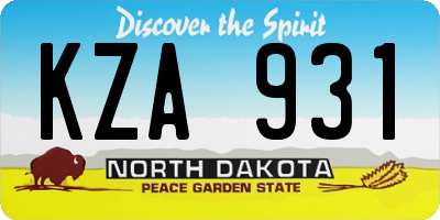 ND license plate KZA931