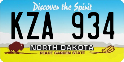 ND license plate KZA934