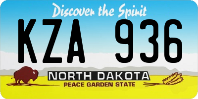 ND license plate KZA936