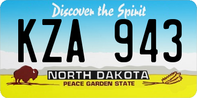 ND license plate KZA943