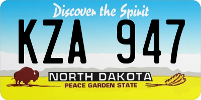 ND license plate KZA947