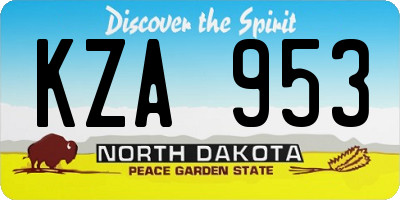 ND license plate KZA953