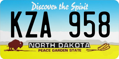ND license plate KZA958