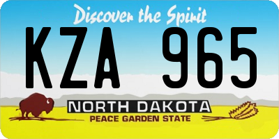 ND license plate KZA965