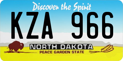 ND license plate KZA966