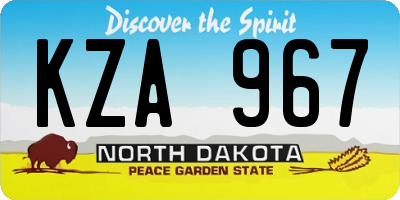 ND license plate KZA967