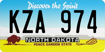 ND license plate KZA974