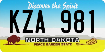 ND license plate KZA981