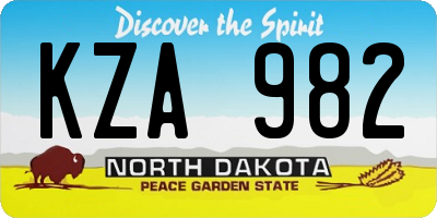 ND license plate KZA982