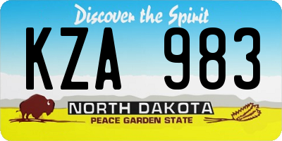 ND license plate KZA983