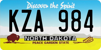 ND license plate KZA984