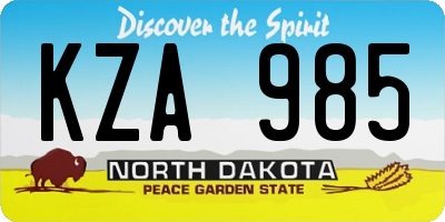ND license plate KZA985
