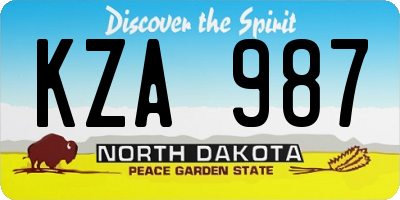 ND license plate KZA987