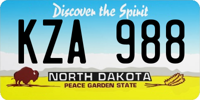 ND license plate KZA988