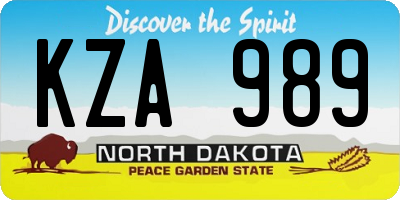 ND license plate KZA989