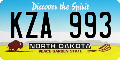 ND license plate KZA993